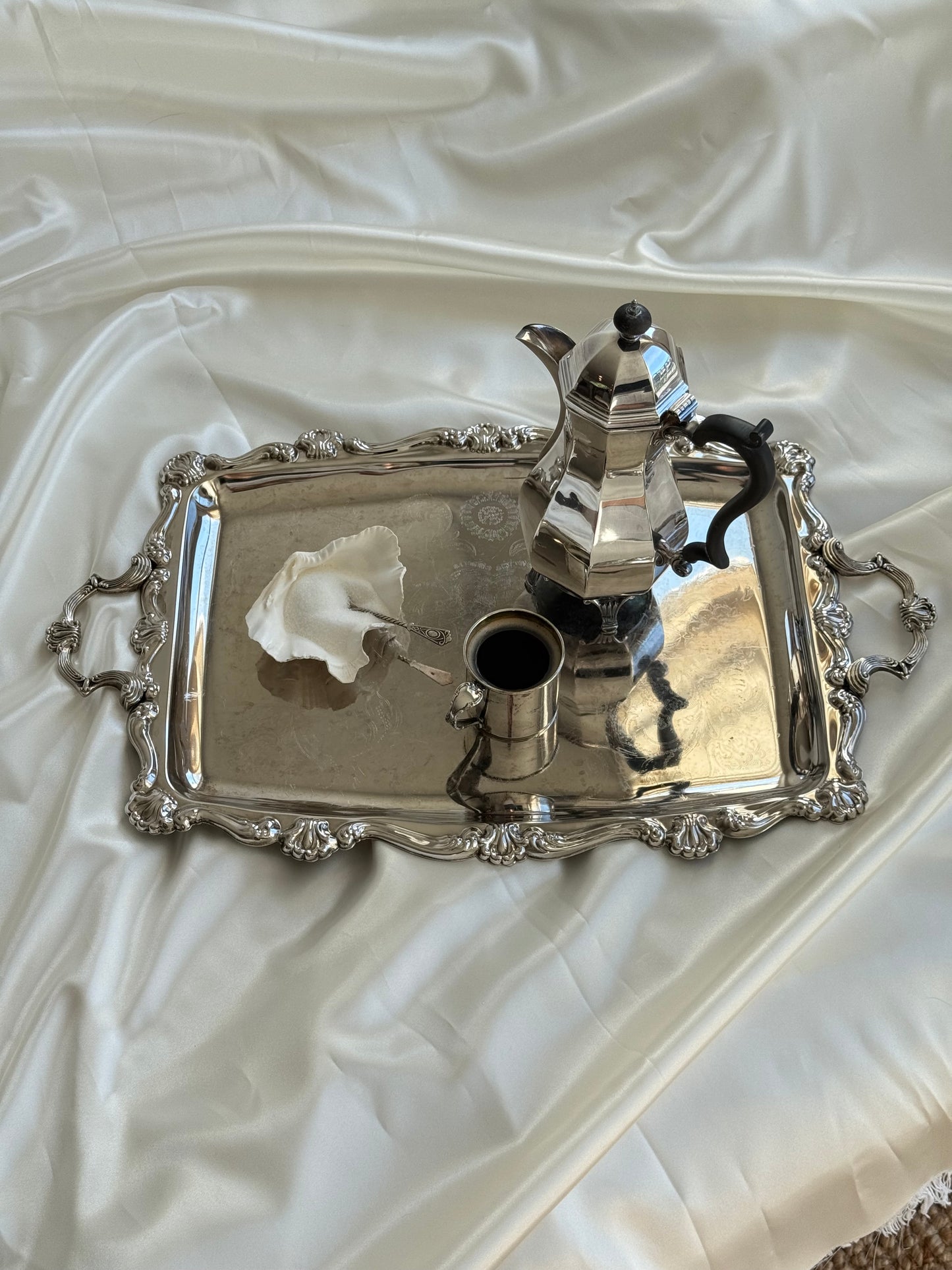 Vintage Silver-Plated Coffee Cup & Saucer