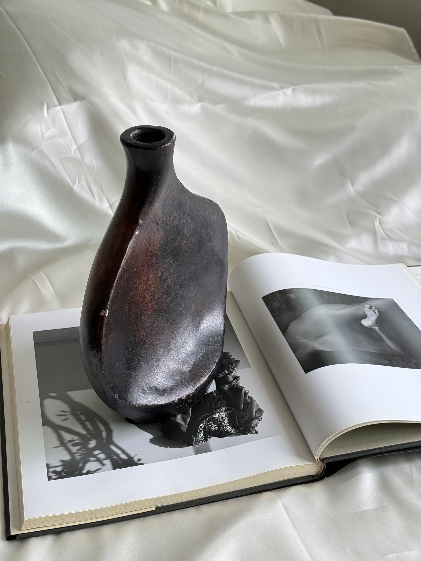 Vintage Mexican Sculptural Vase – Asymmetrical Flat Flask
