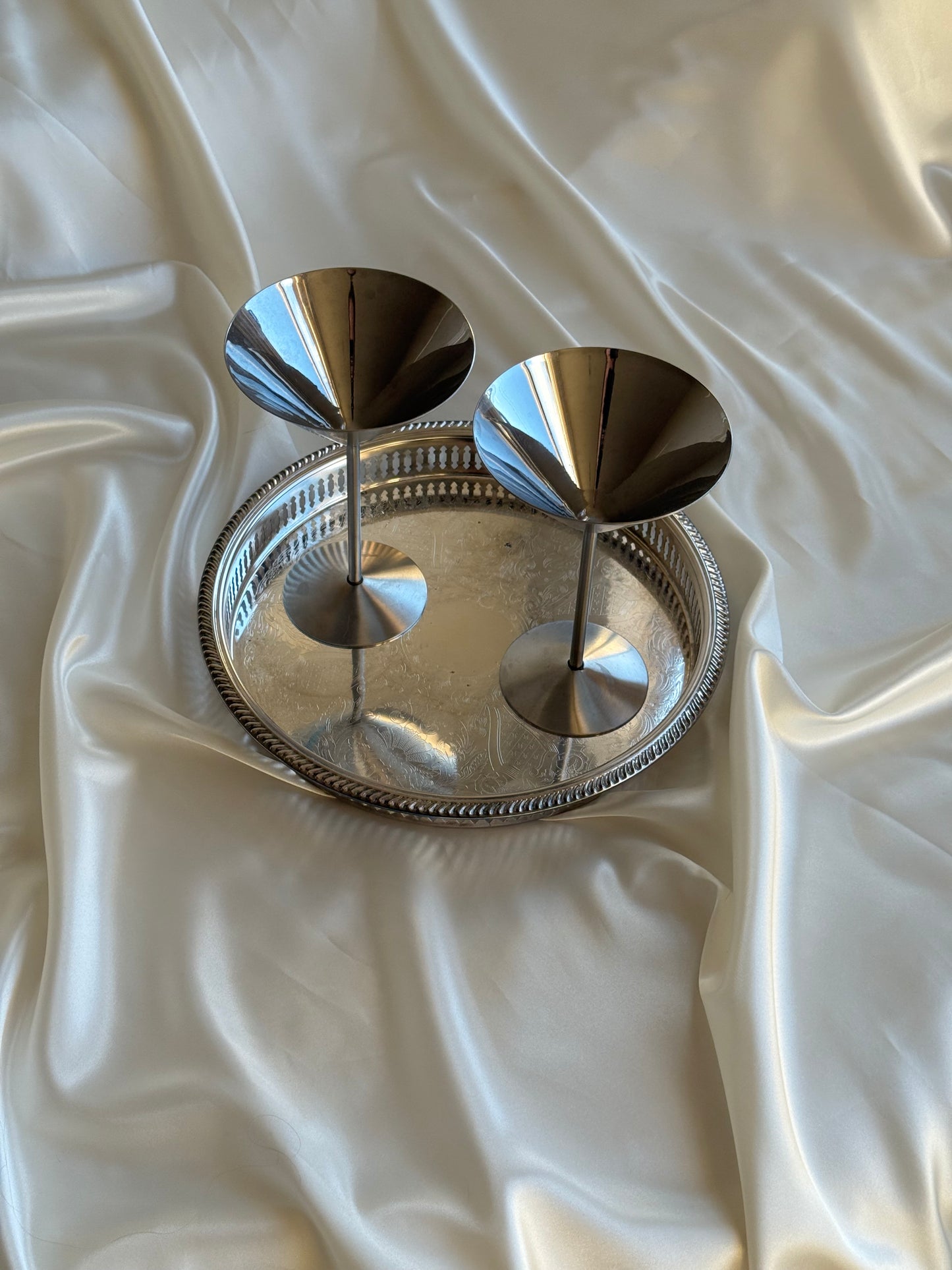 Modern Metal Martini Glasses — Set of Two