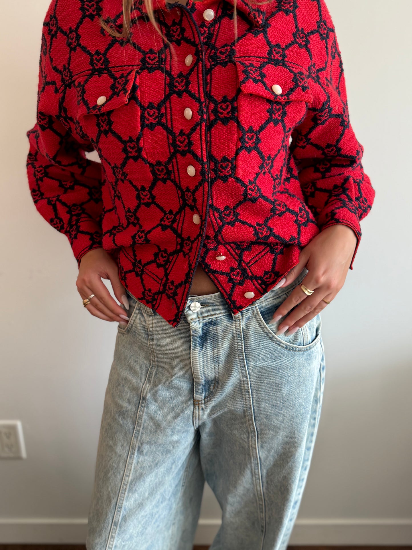 Sandro Paris “Sammy” Monogram Jacquard Jacket