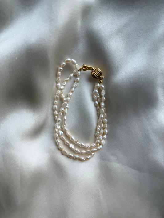 Vintage Wide Freshwater Pearl Cuff Bracelet