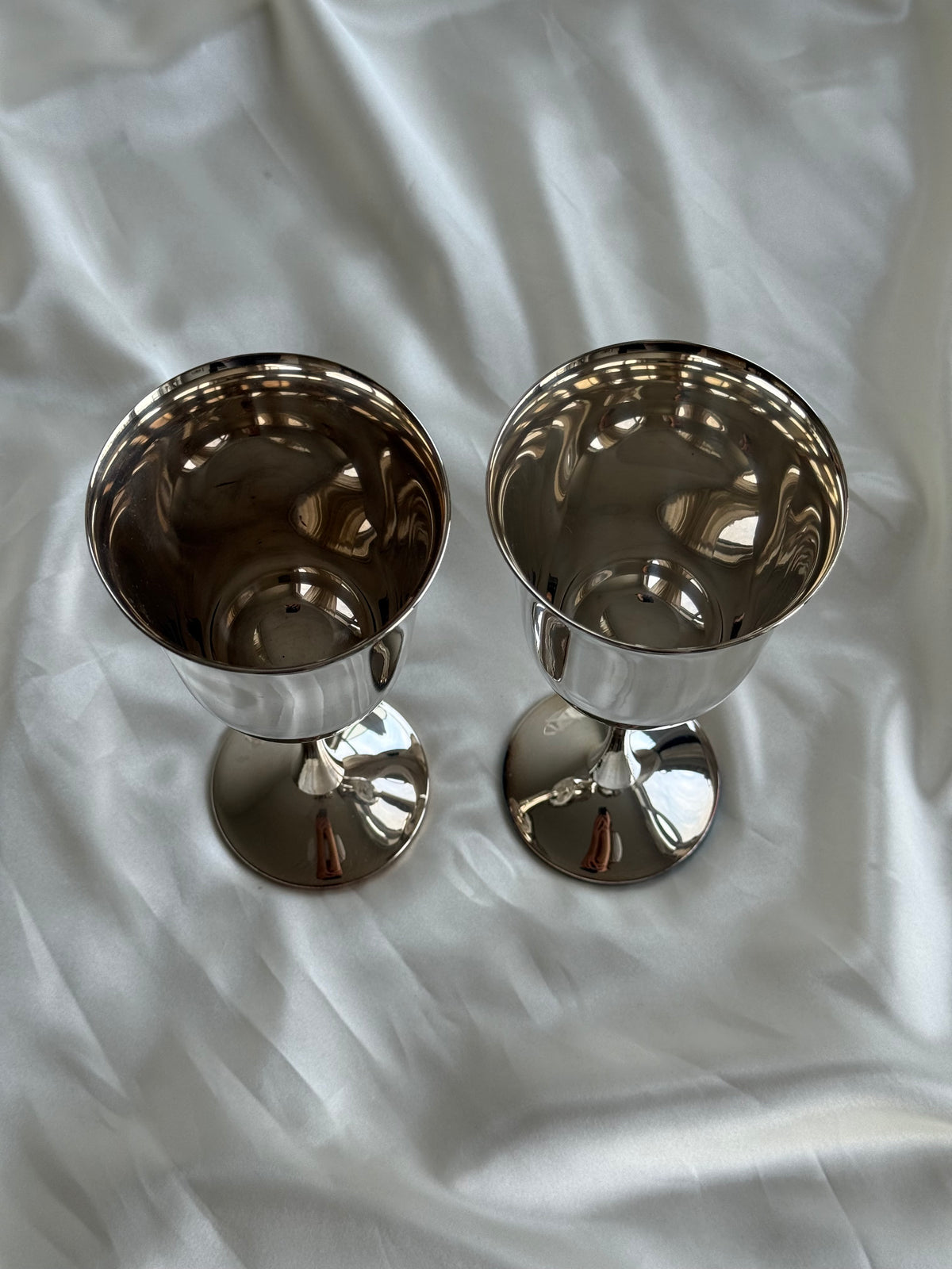 Vintage Spanish Silver-Plated Wine Goblets – Set of Two