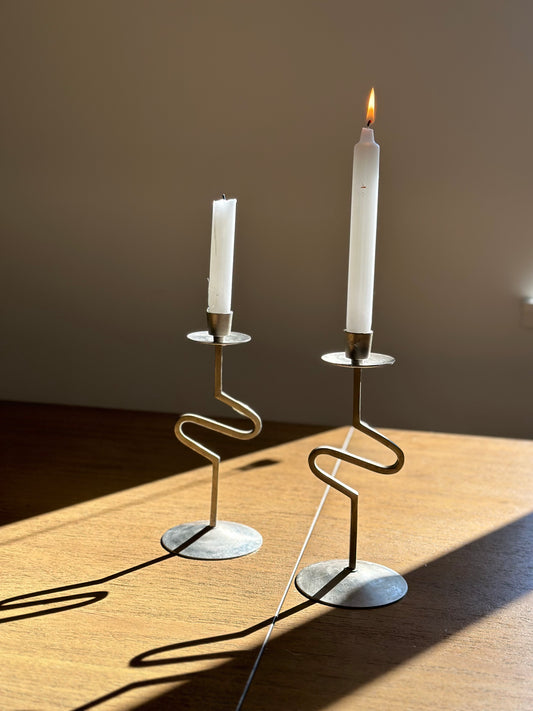 Metal Squiggle Candlestick Holders