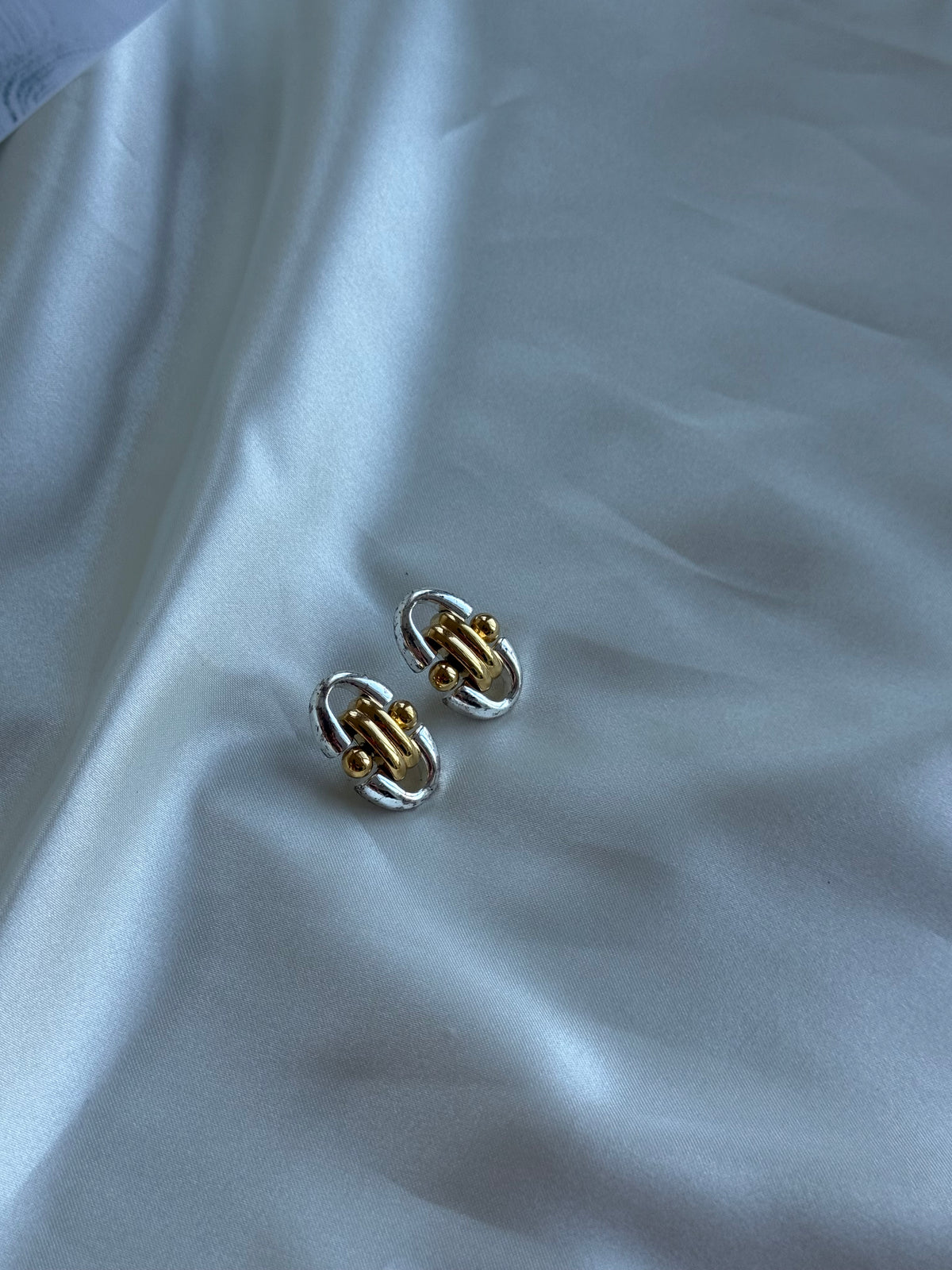 Vintage Two-Tone Sculptural Stud Earrings