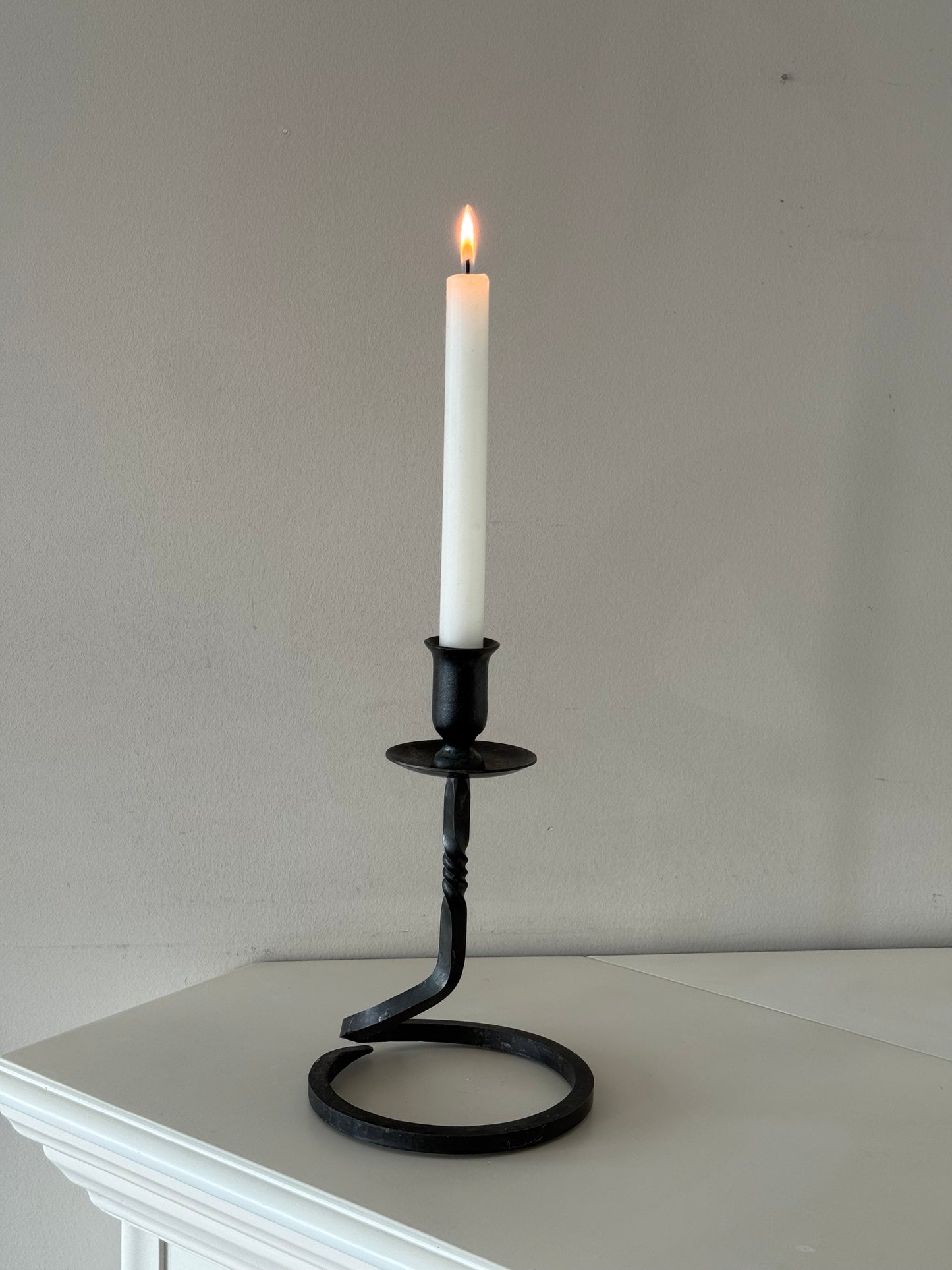 Vintage Hand-Forged Iron Spiral Candlestick Holder