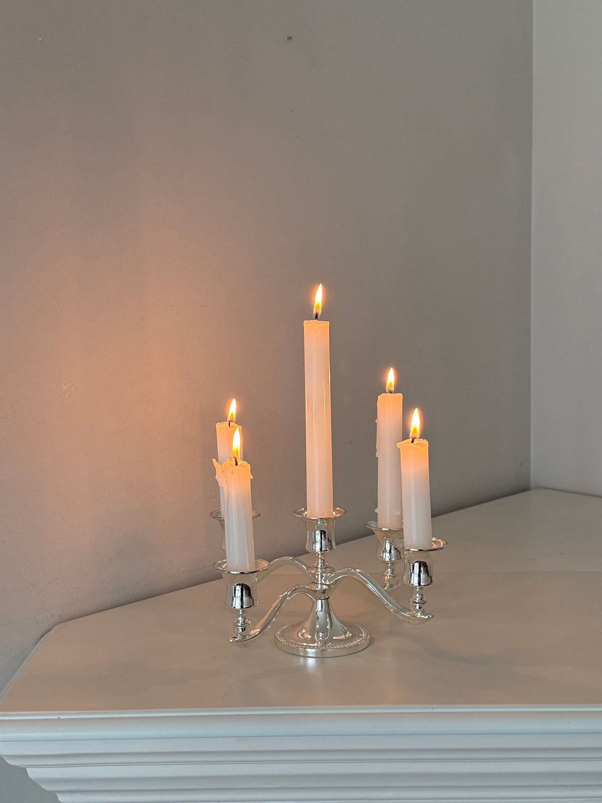 Vintage English Silver-Plated Five-Arm Candelabra | Elegant Table Centrepiece