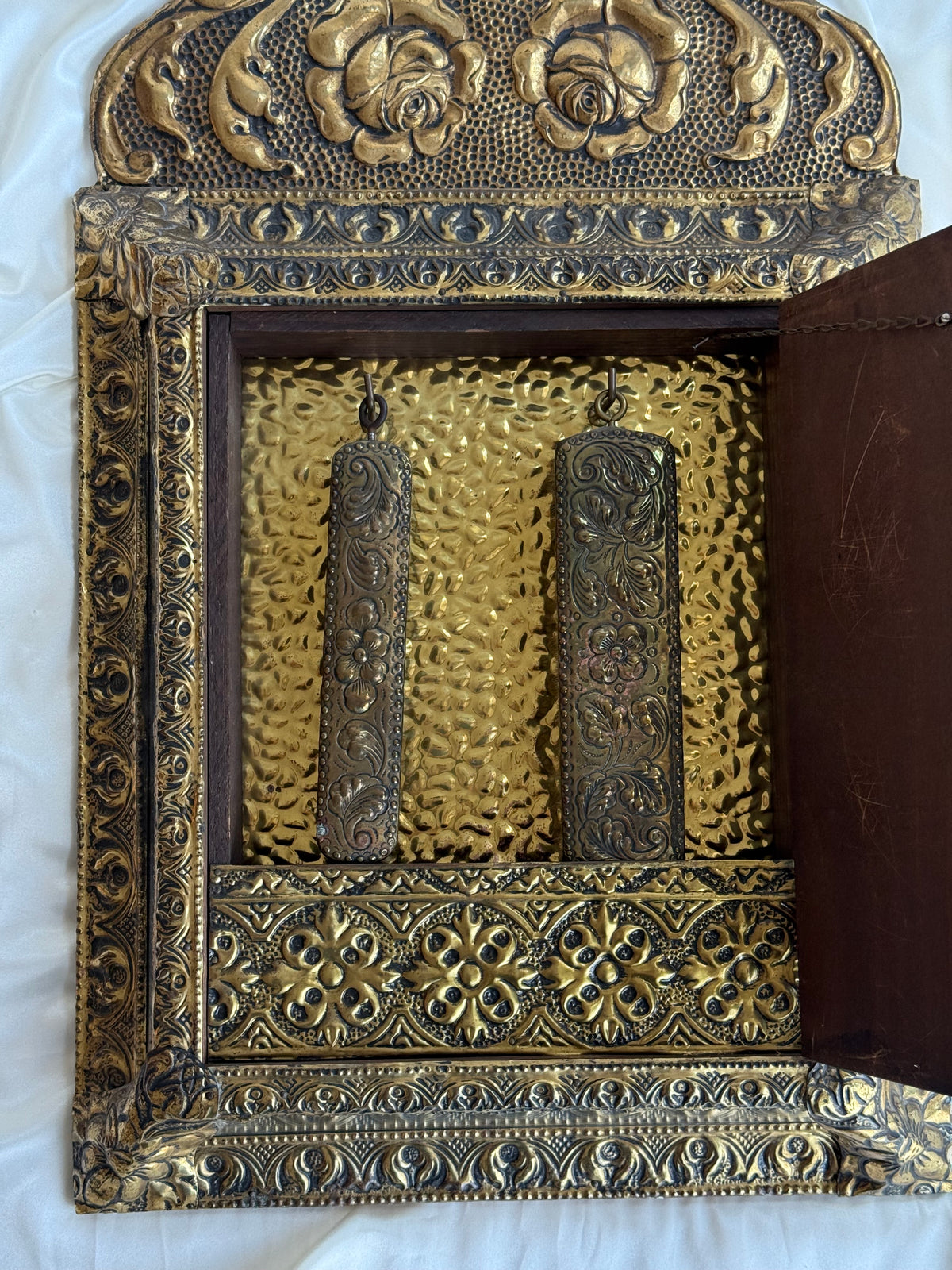 Antique Dutch Art Nouveau Brass Mirror Cabinet with Original Brushes | Circa 1900