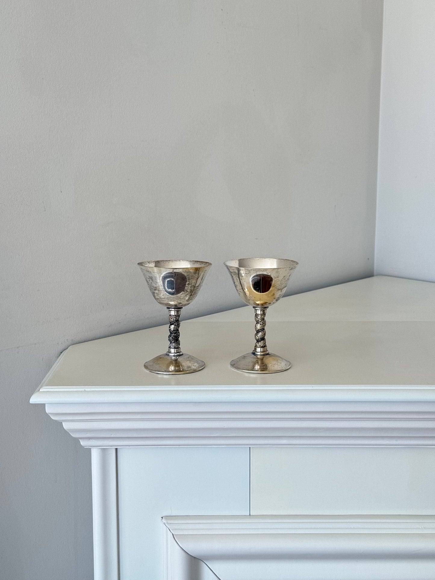 Pair of Vintage Silver-Plated Goblets – Made in Spain