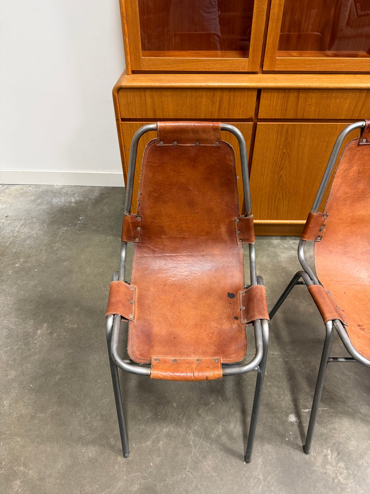 Set of 3 Vintage Dal Vera Model 860 “Les Arcs” Cognac Leather Chairs, c. 1960s–70s