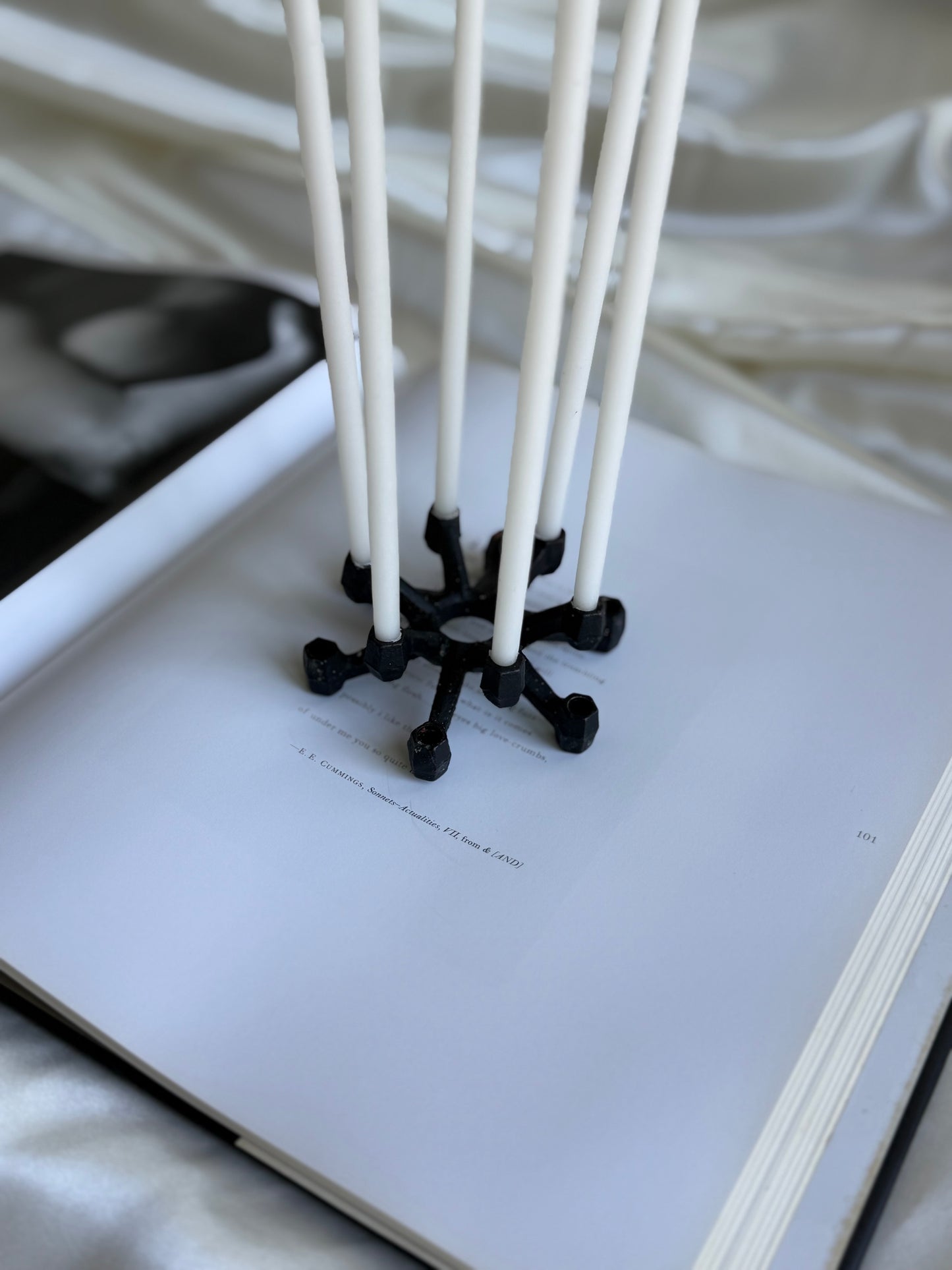 Vintage Mid Century Modern Iron Candle Holder — Candles Included
