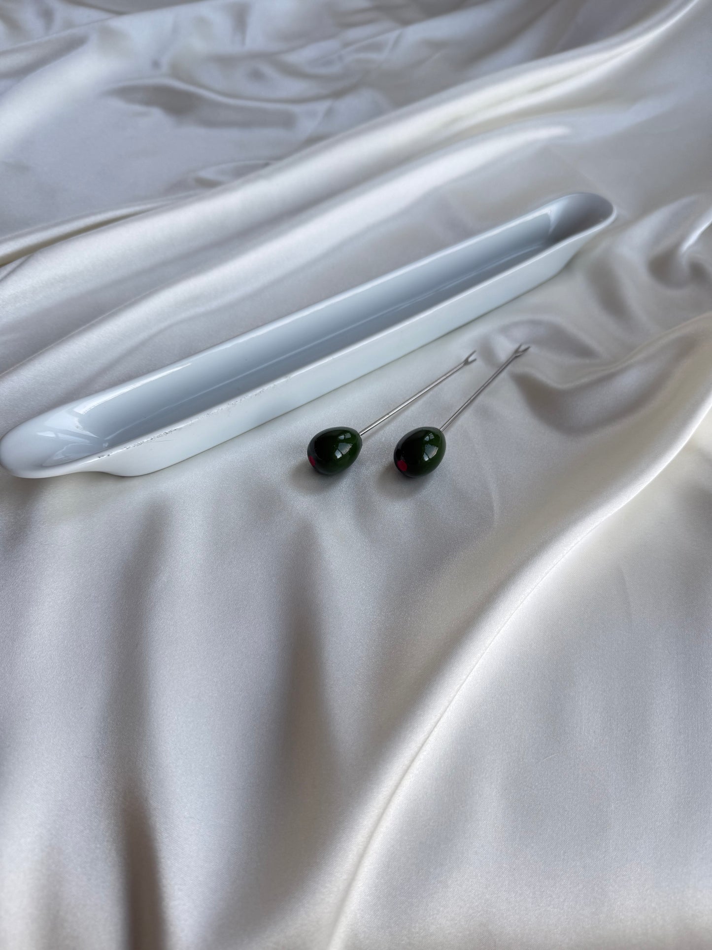 White Ceramic Olive Holder