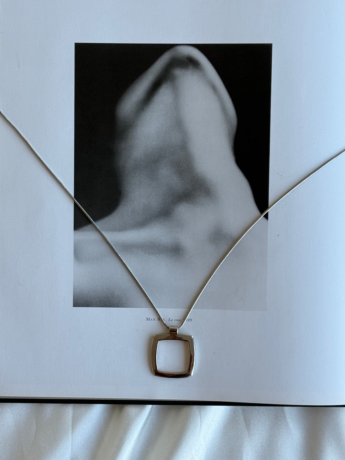 Vintage Silver-Toned Modernist Pendant Necklace
