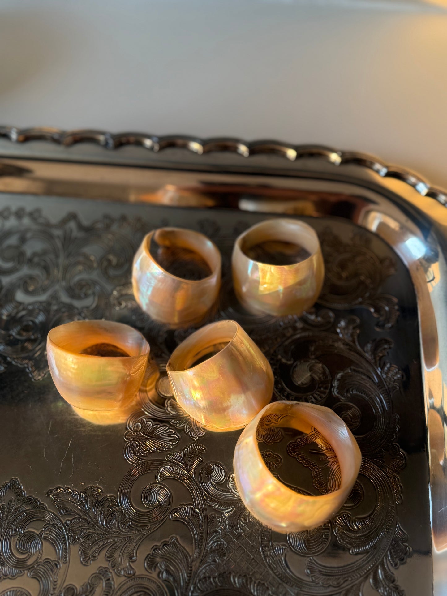 Set of 5  Mother of Pearl Napkin Rings