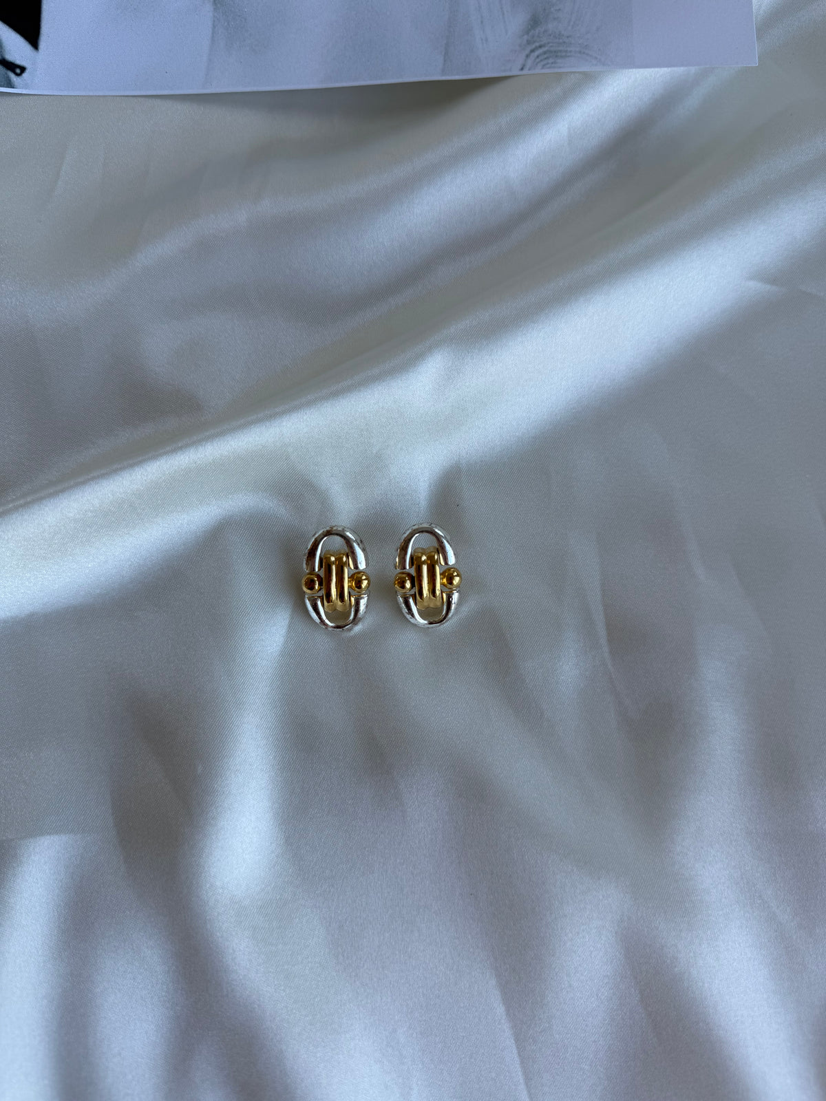 Vintage Two-Tone Sculptural Stud Earrings
