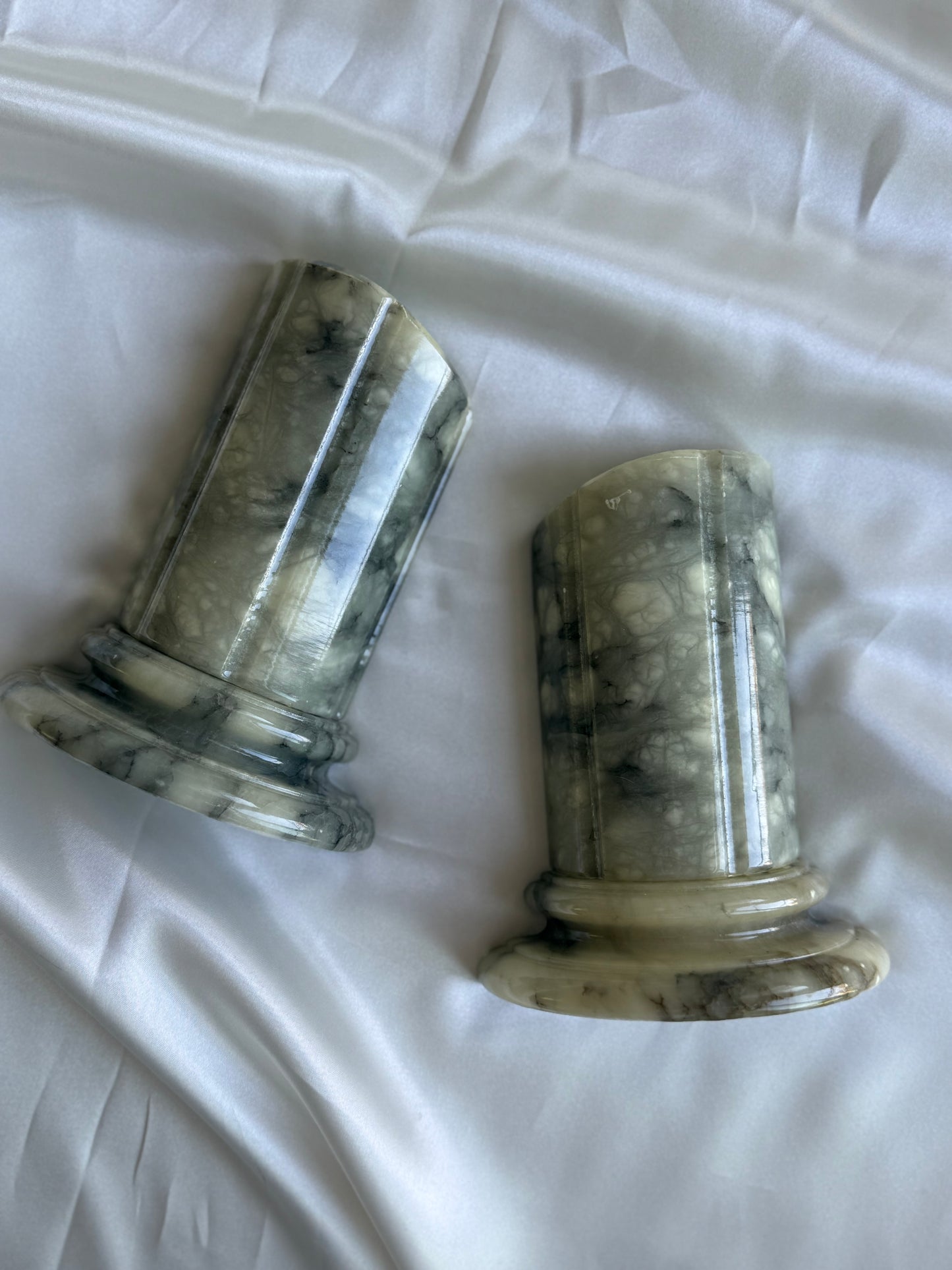 Vintage Alabaster Marble Bookends