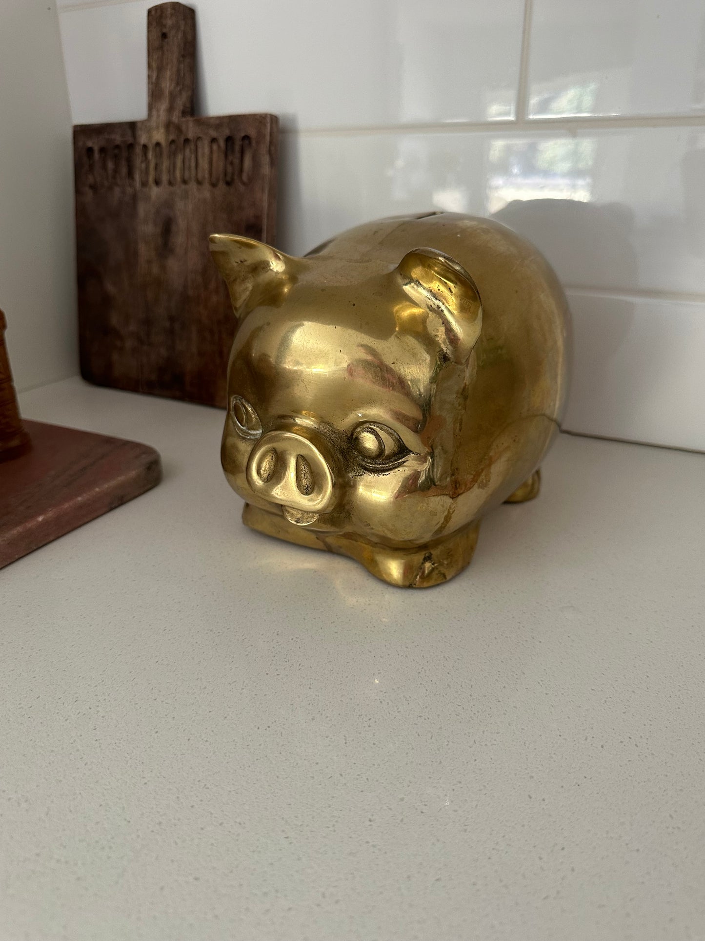 Vintage brass piggy bank