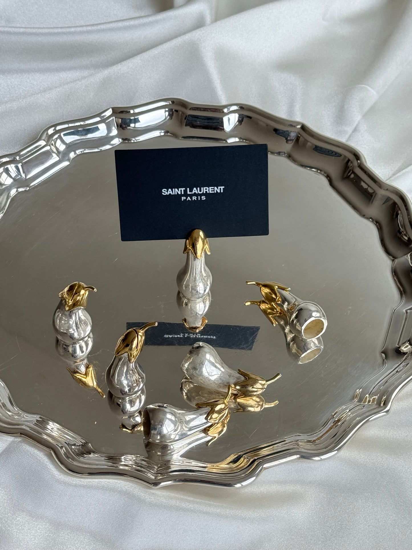 Silver-Plated Eggplant Place Card Holders