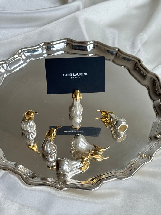 Silver-Plated Eggplant Place Card Holders
