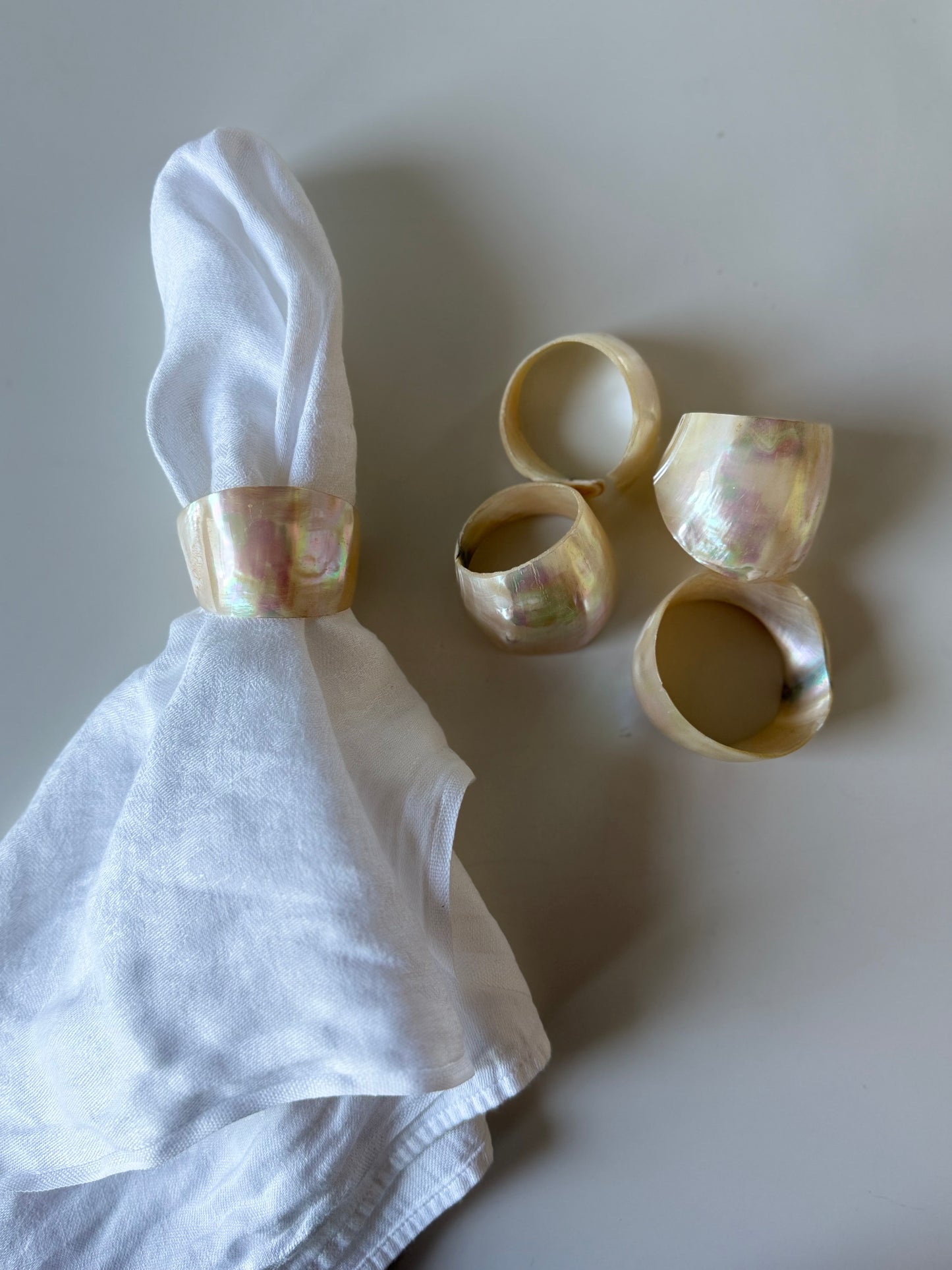 Set of 5  Mother of Pearl Napkin Rings