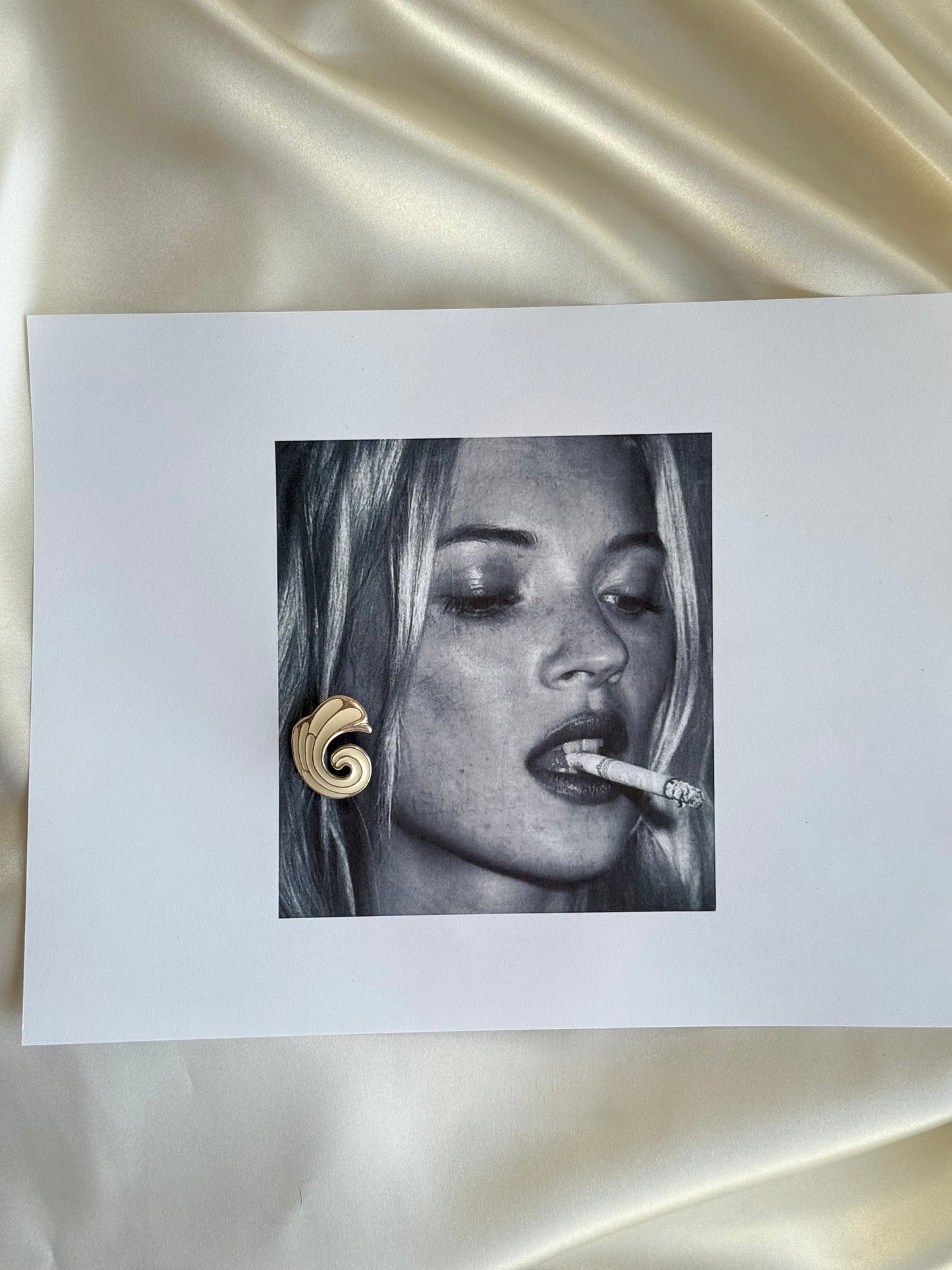 Vintage Gold-Tone Enamel Swirl Earrings