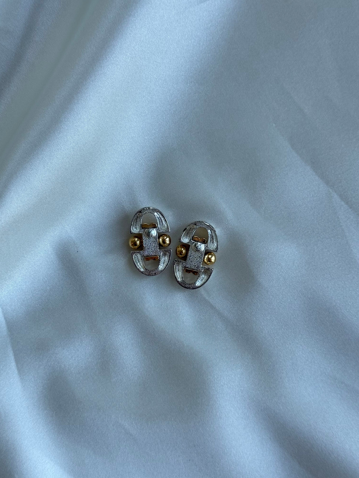 Vintage Two-Tone Sculptural Stud Earrings