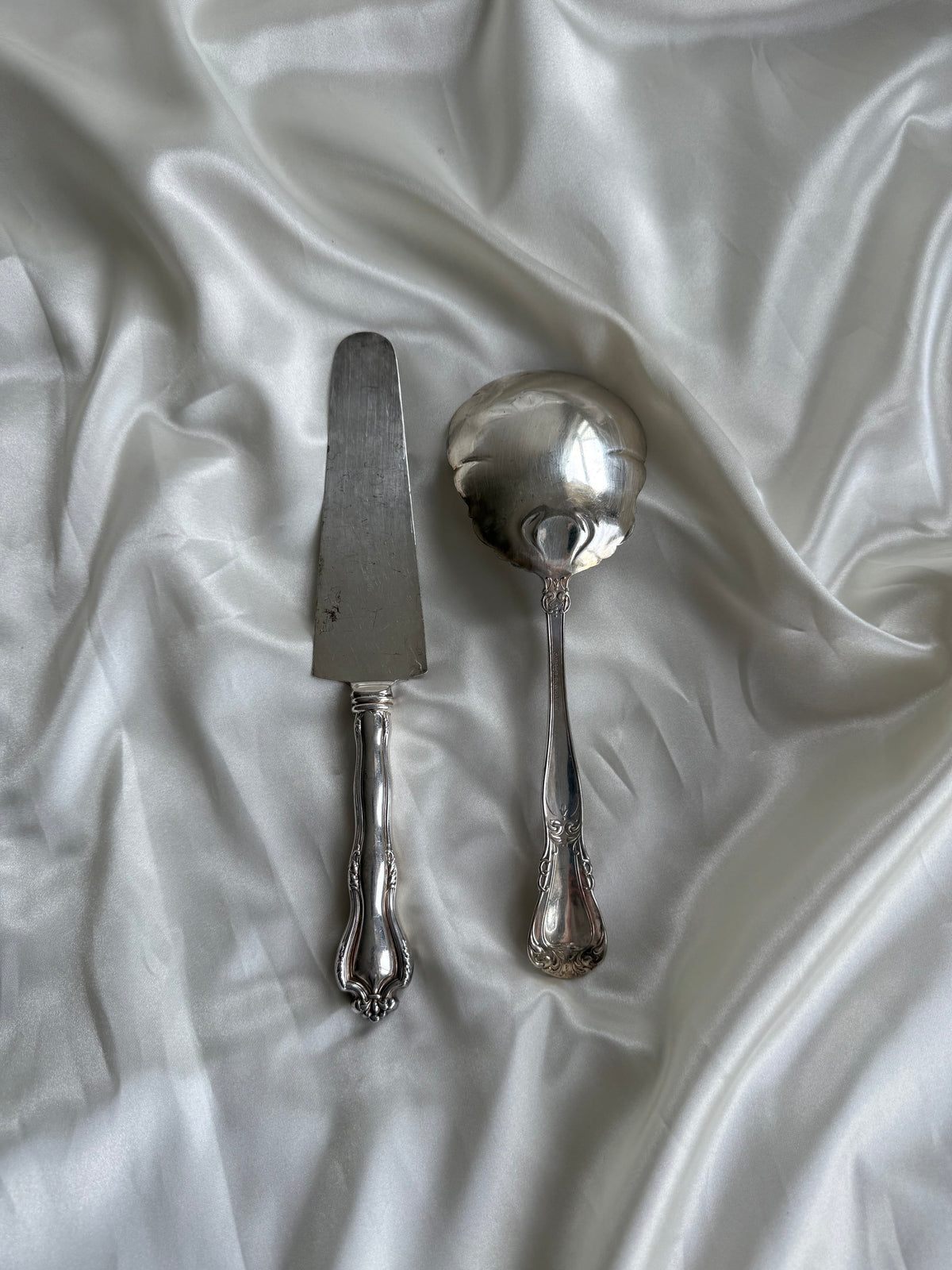 Vintage Silver-Plated Cake Server & Serving Spoon – Set of Two