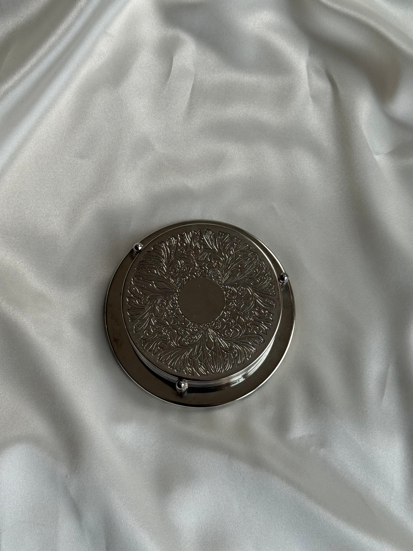 Vintage Silver-Plated Engraved Coaster Set