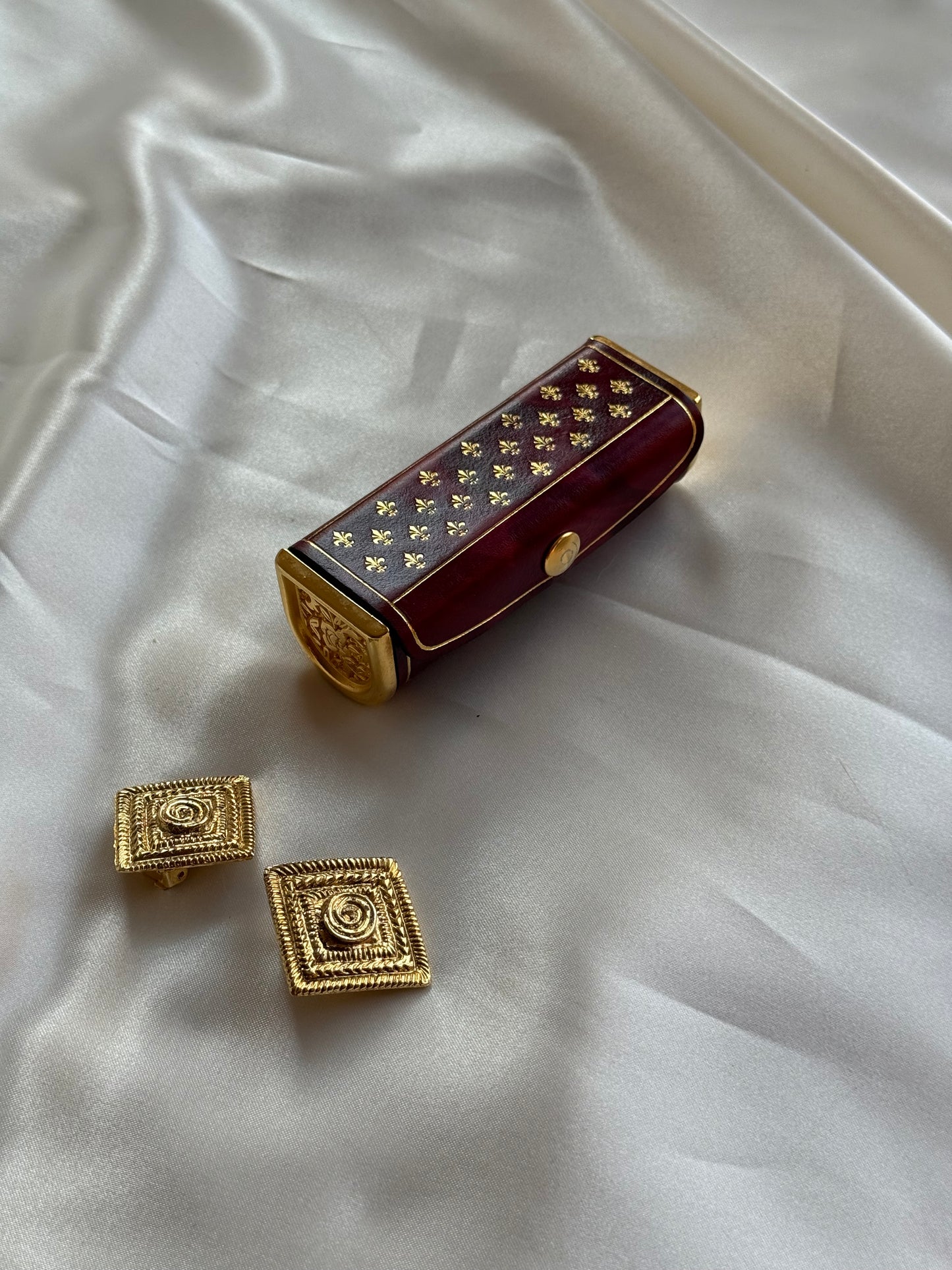 Vintage Italian Genuine Leather Lipstick Case with Mirror