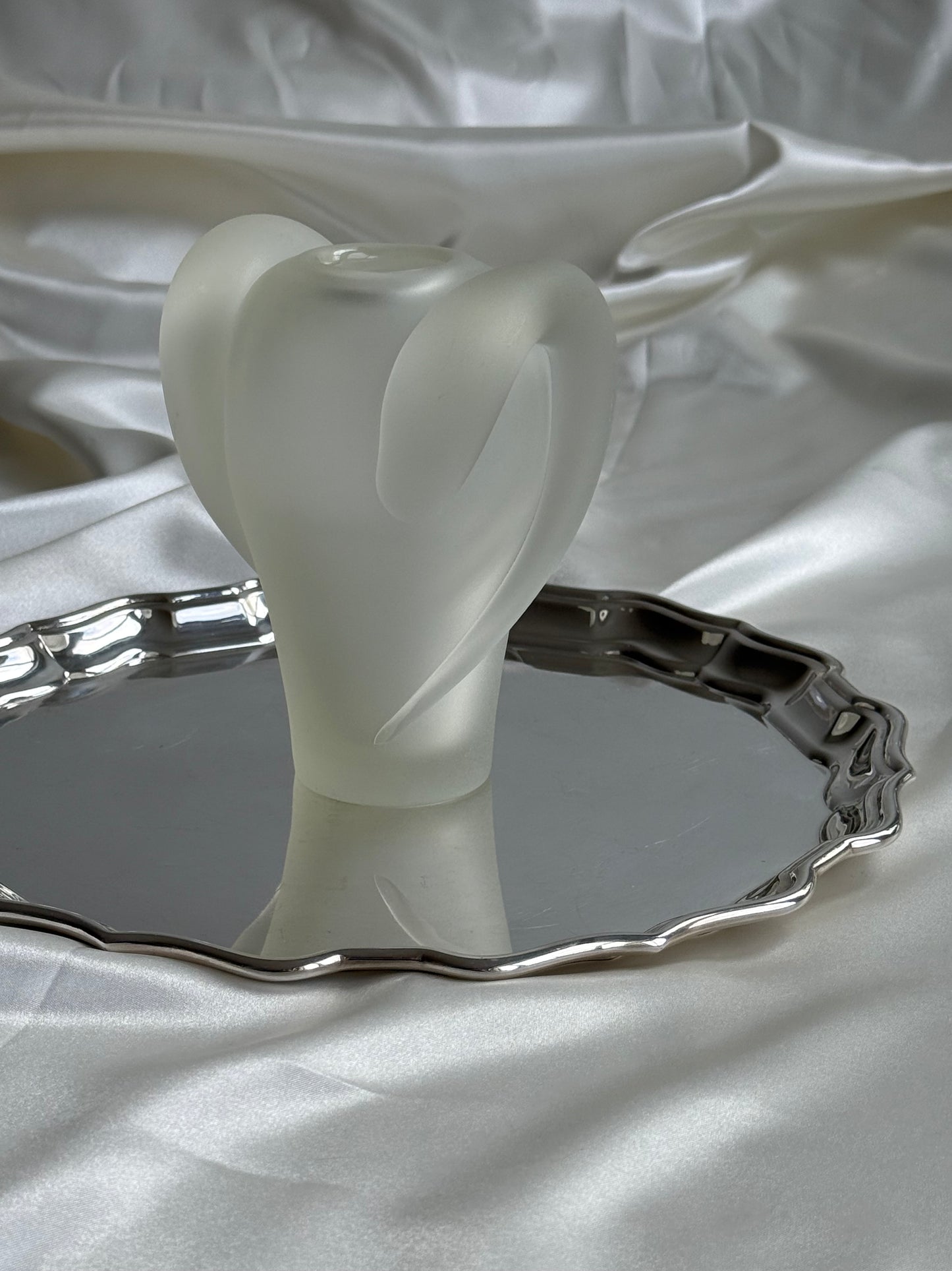 Vintage Sculptural Frosted Glass Vase