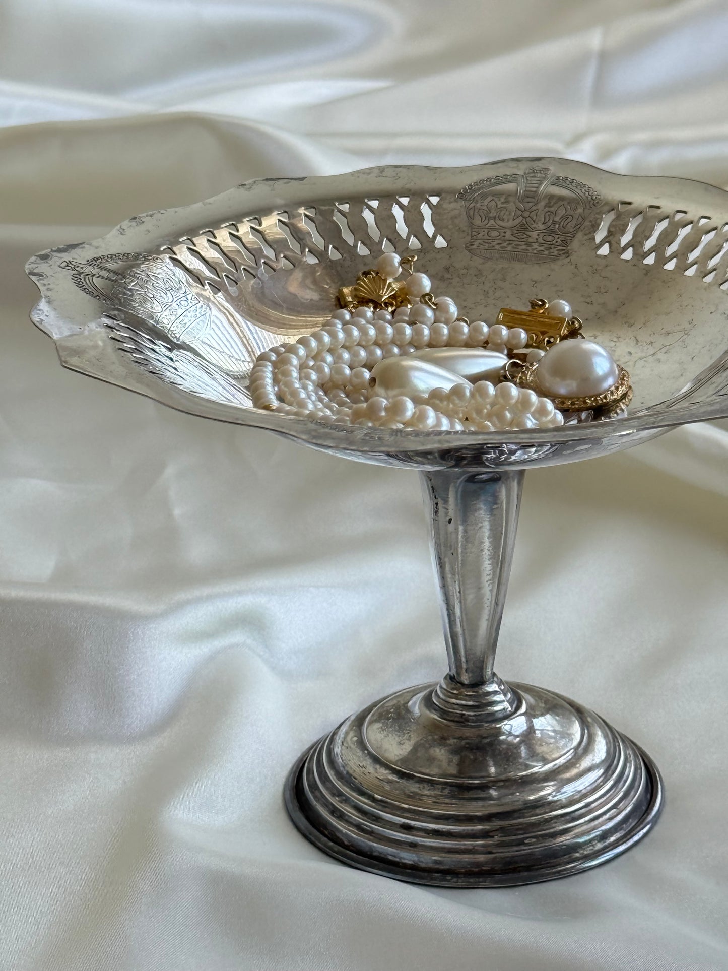 Small Vintage Silver Plated Pedestal Dish
