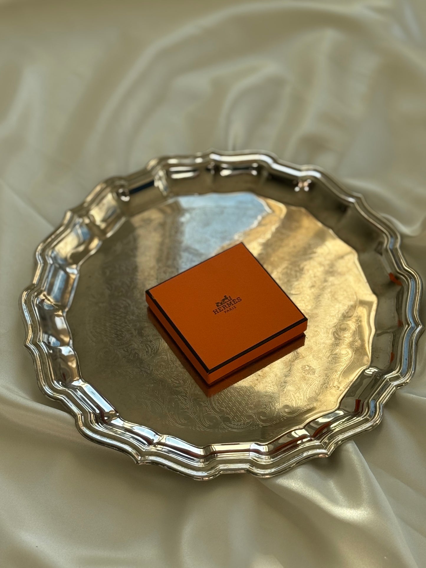 Vintage Silver-Plated on steel  Serving Tray – 12”