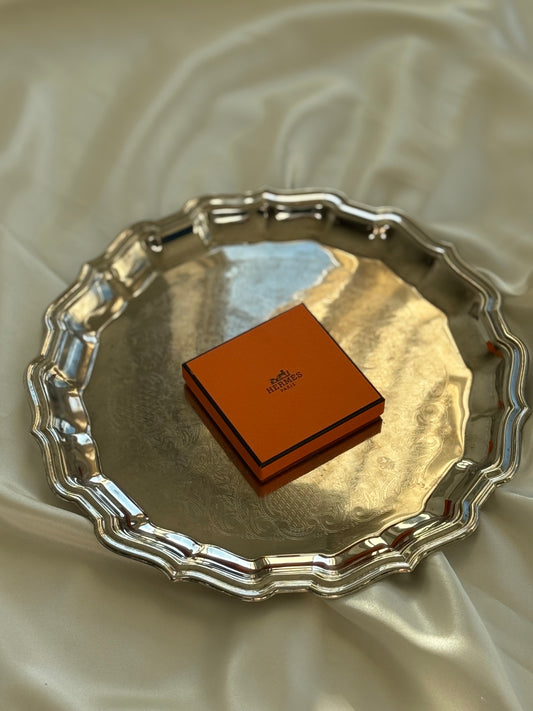 Vintage Silver-Plated on steel  Serving Tray – 12”