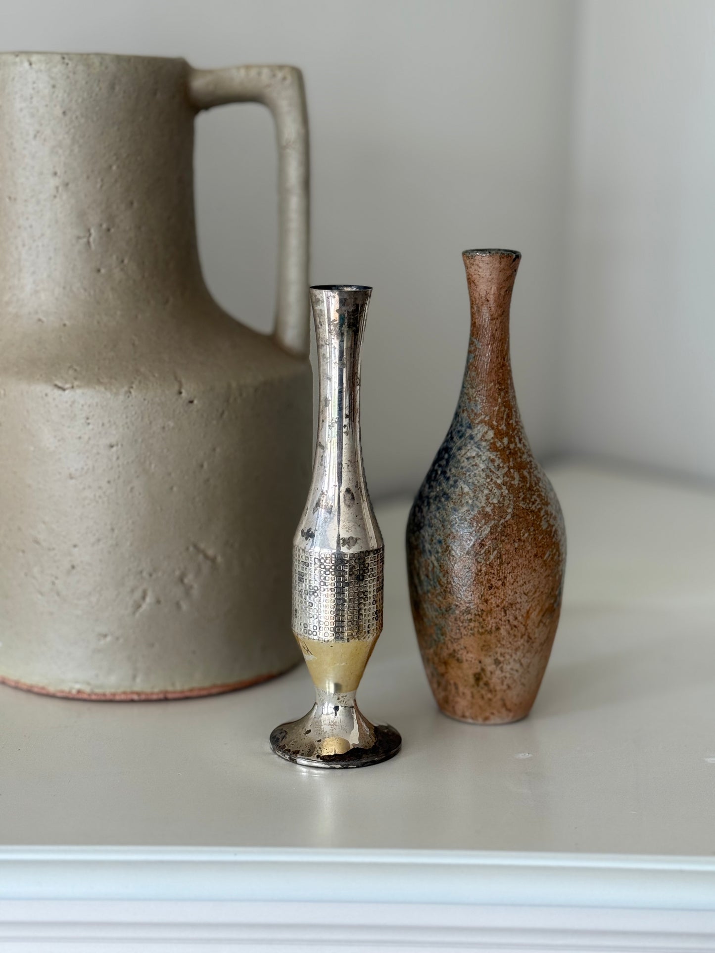 Vintage Mixed-Material Bud Vases (Pair)