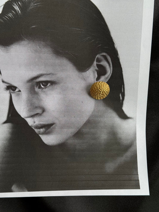 Vintage Textured Swirl Gold-Tone Clip-On Earrings