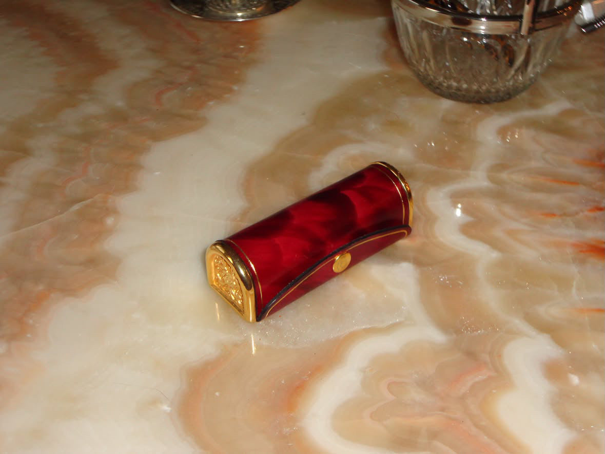 Vintage Italian Genuine Leather Lipstick Case with Mirror