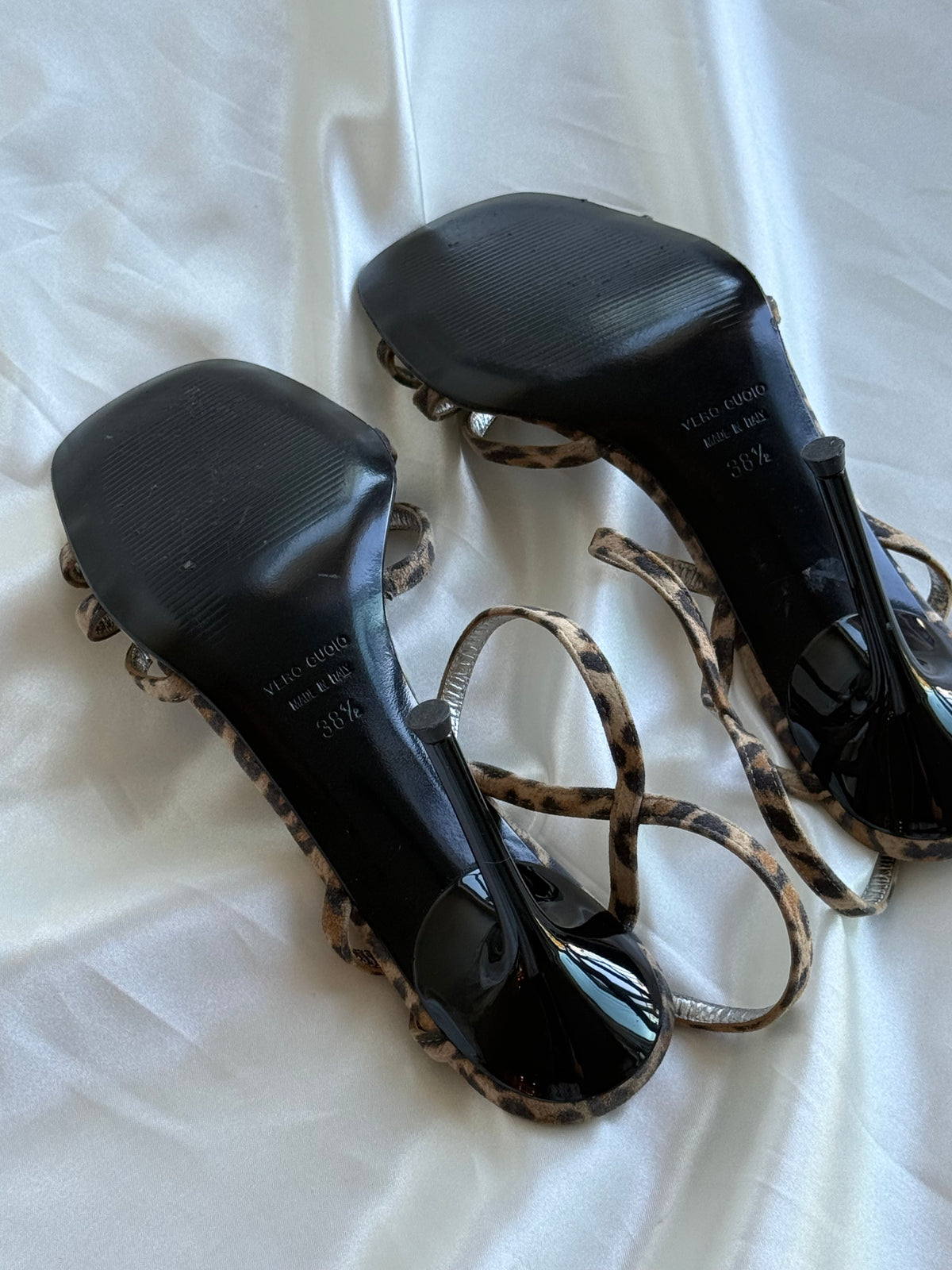 Dolce & Gabbana Leopard Print Strappy Stiletto Sandals | Made in Italy | Size 38.5