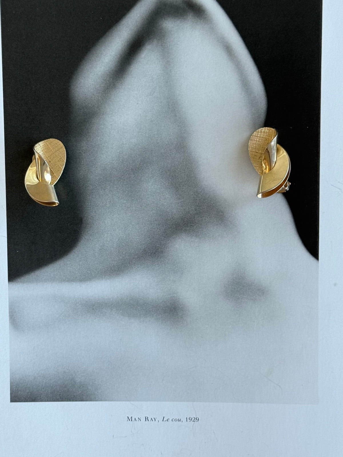 Vintage Two-Tone Sculptural Clip-On Earrings