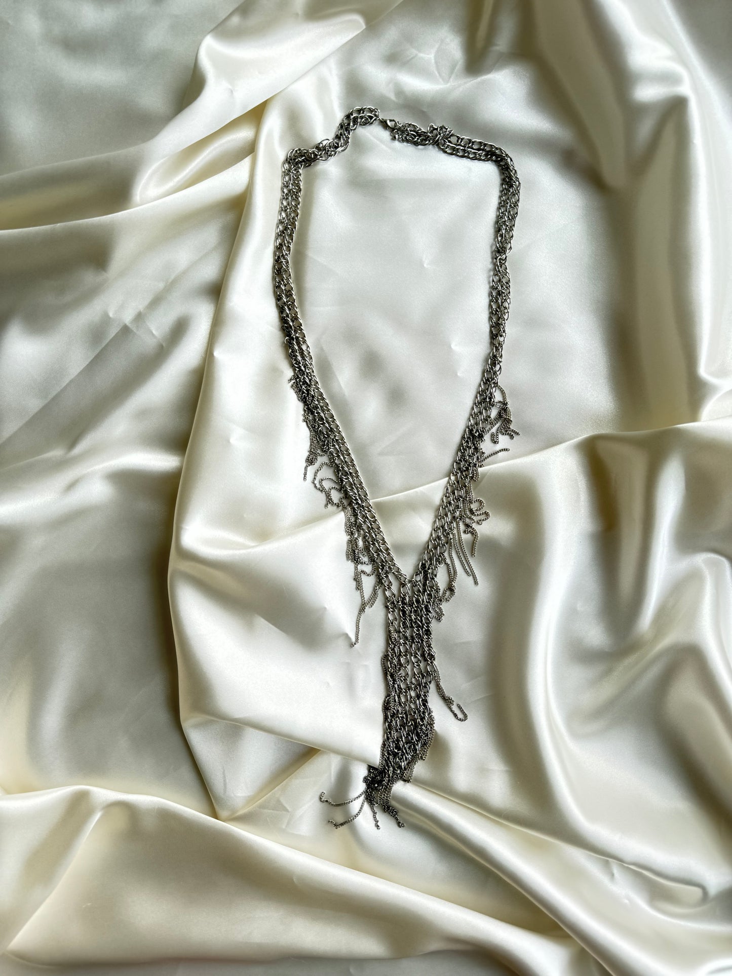 Vintage Layered Chain Fringe Statement Necklace