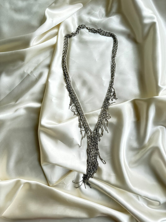 Vintage Layered Chain Fringe Statement Necklace