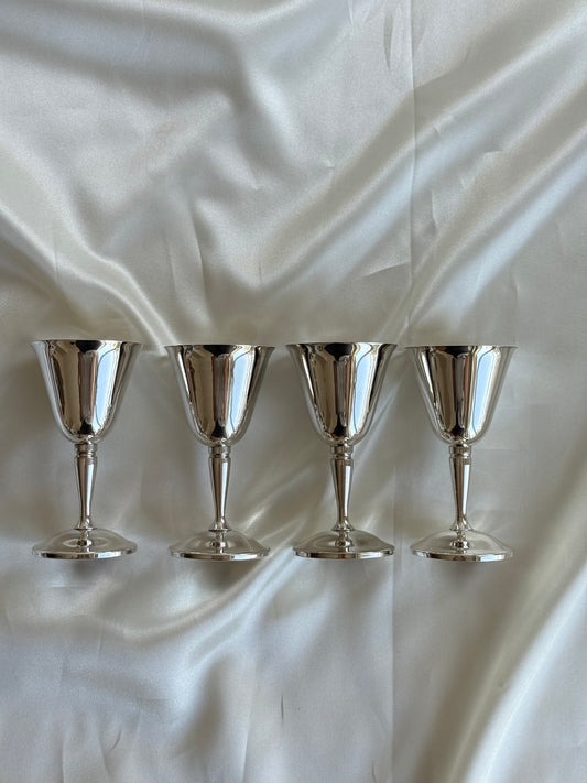 Set of 4 Vintage Italian Silver-Plated Goblets