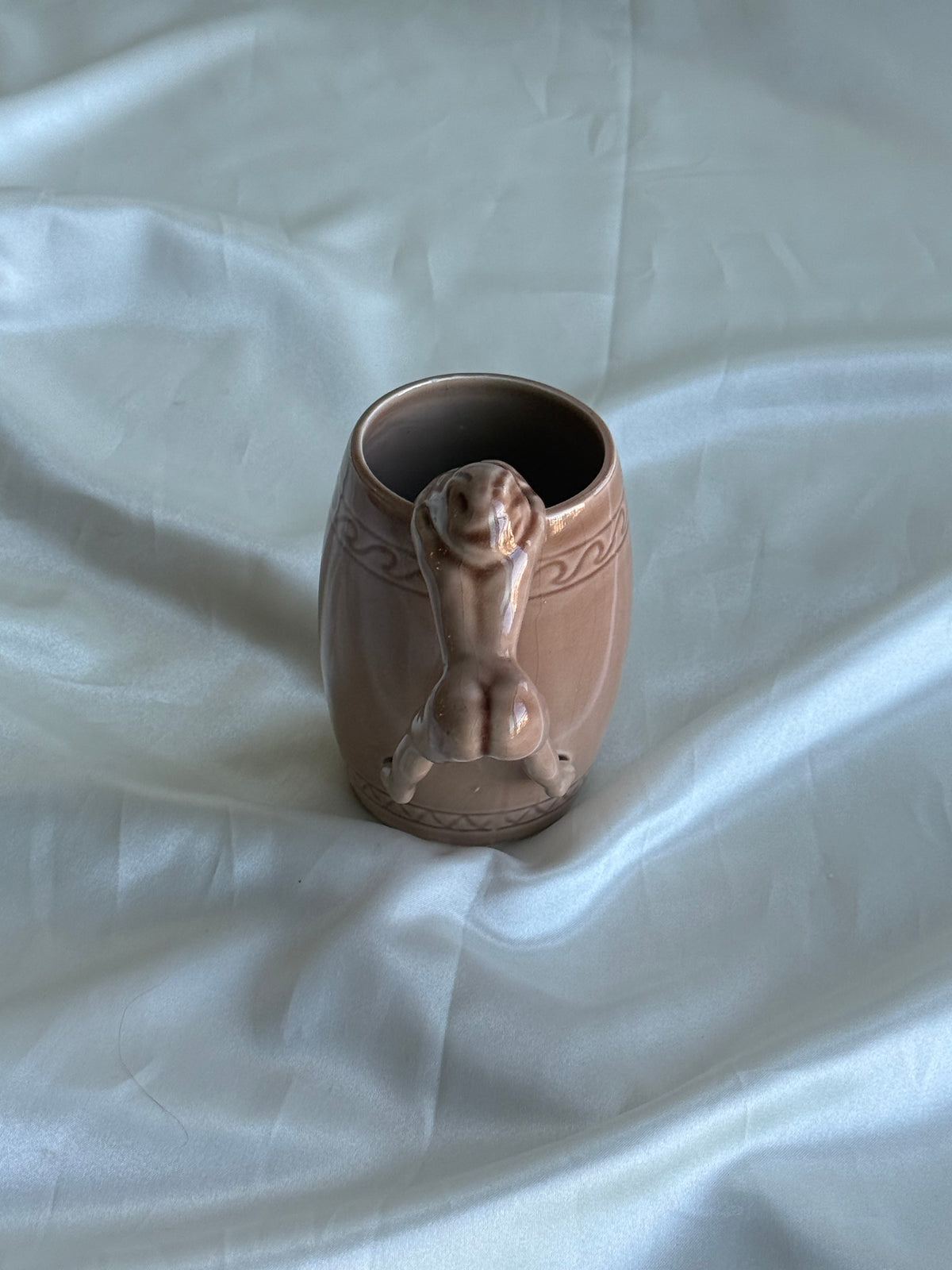 Vintage 1970s Japanese Nude Woman Ceramic Mug – Sculptural Figural Handle