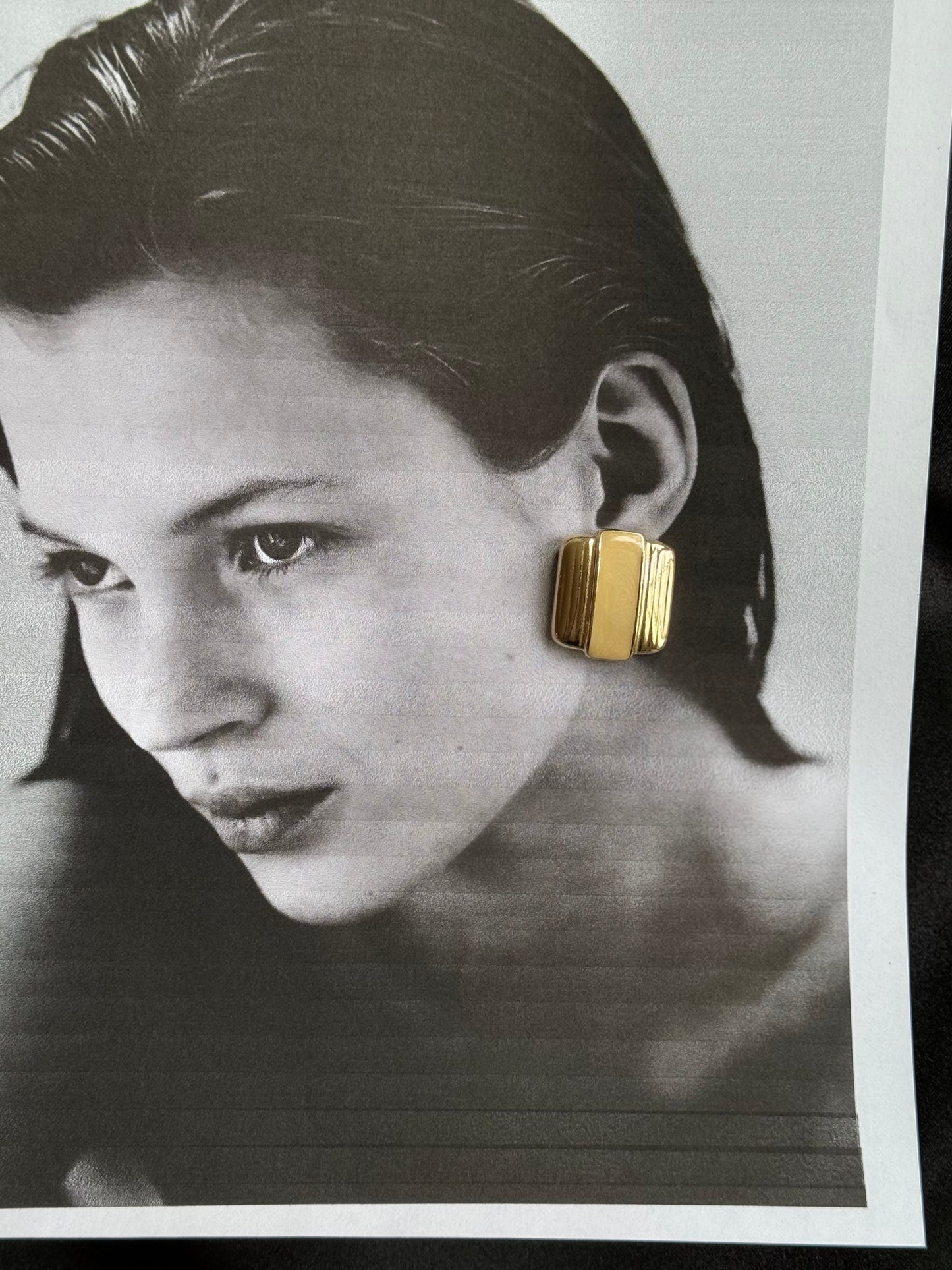 Vintage Gold-Tone Stud Earrings — Modern Minimalist Texture