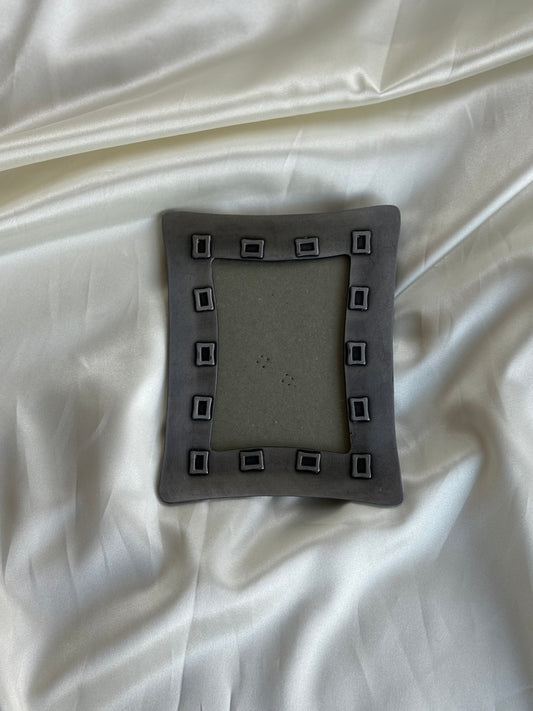 Heavy Vintage Silver-Tone Geometric Picture Frame