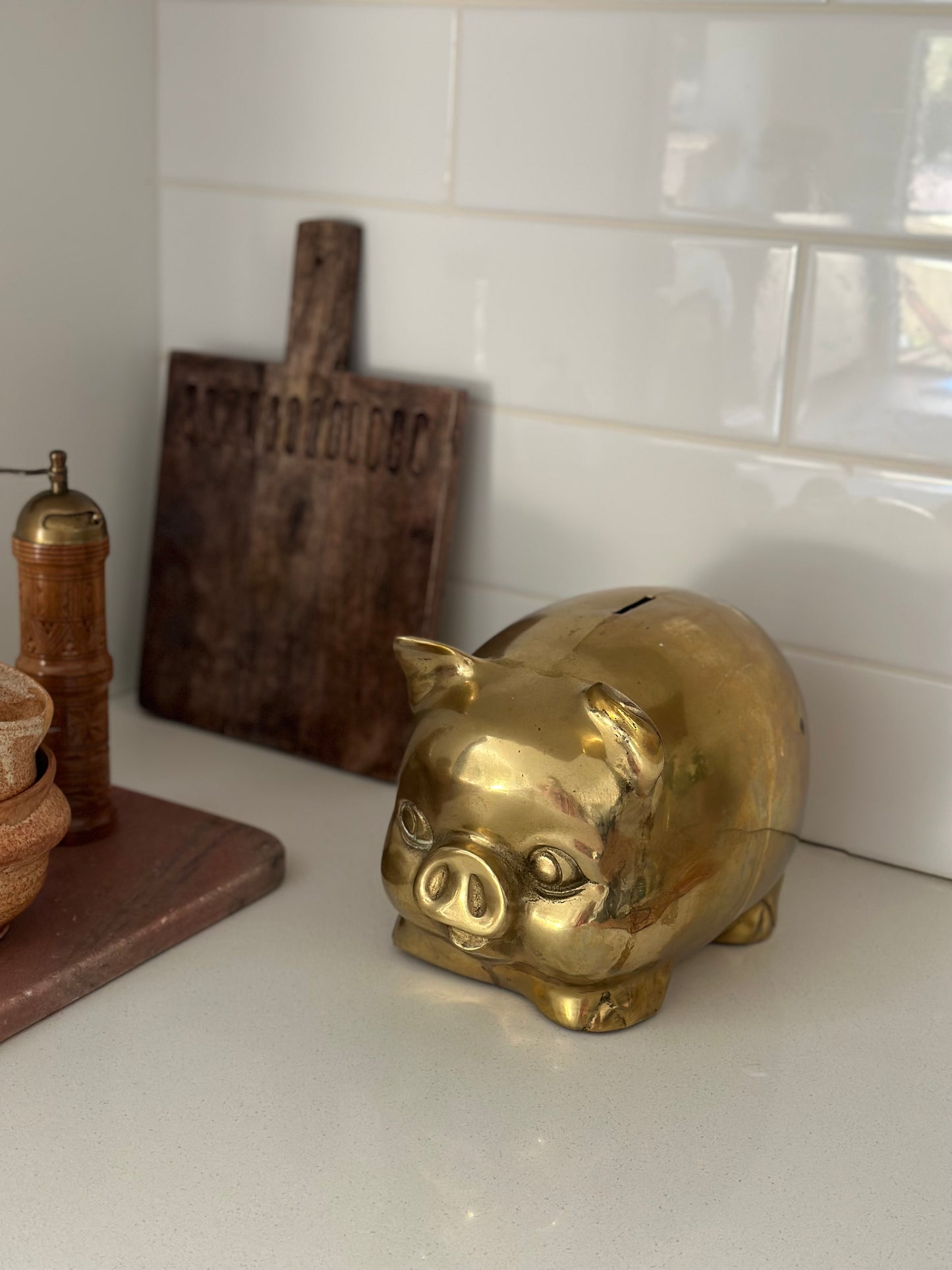 Vintage brass piggy bank