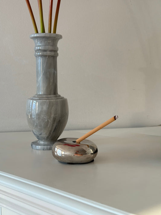 Vintage Silver-Toned Desk Pen Holder / Incense Holder