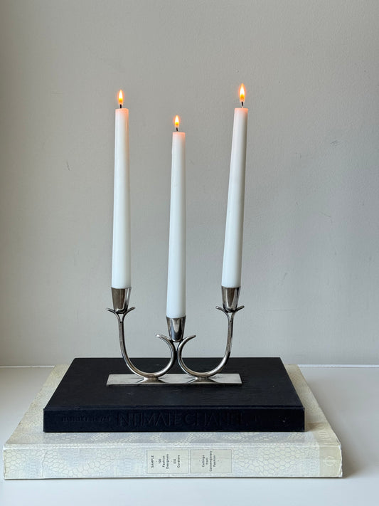 Vintage Silver Plated Triple Candle Holder / Candelabra