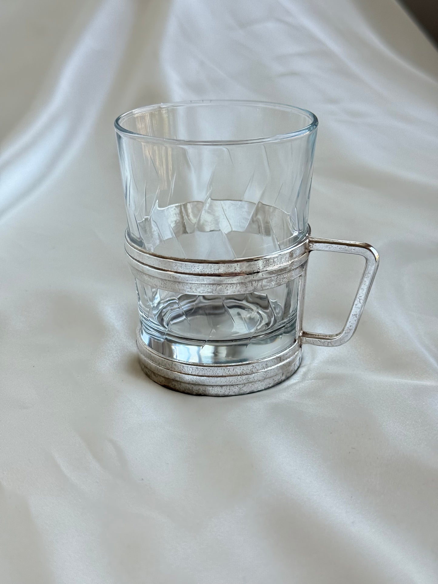 Set of 5 Vintage Italian Silver-Plated Glass Mugs