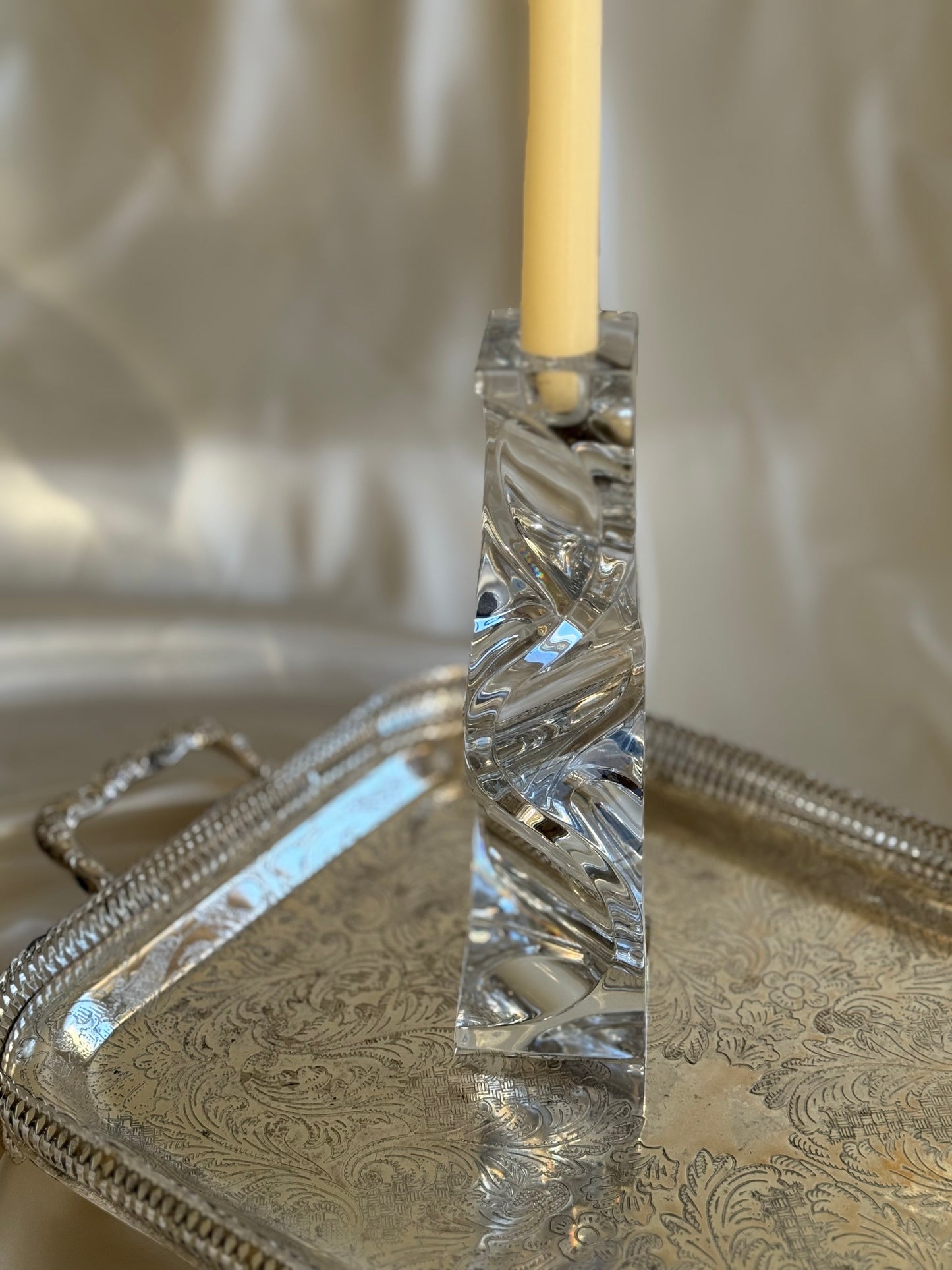 Rogaska Crystal Candleholder – Twisted Design