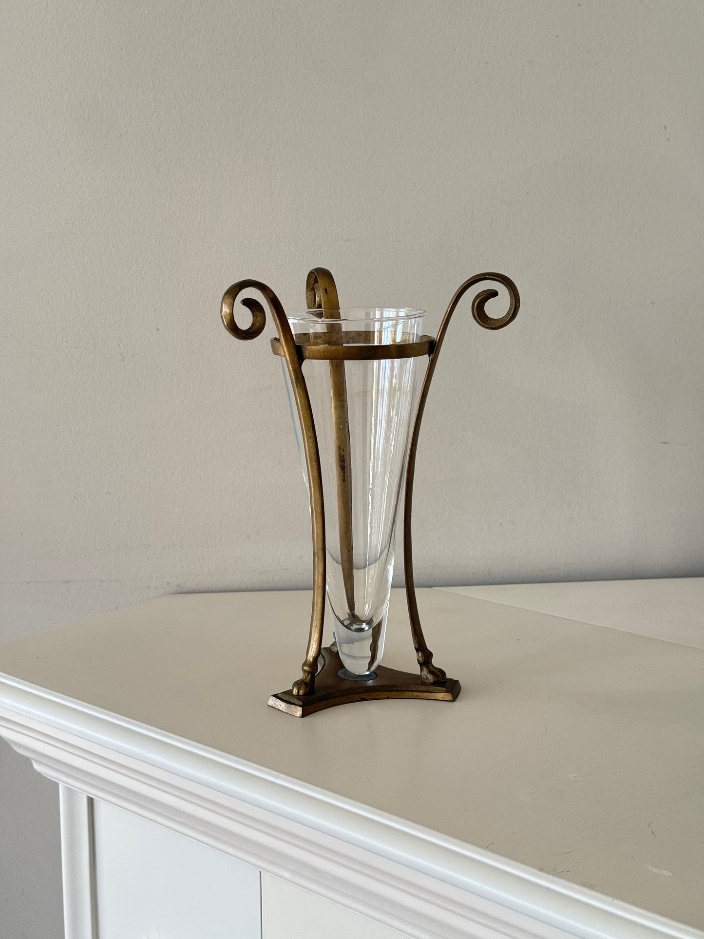 Vintage Brass & Glass Vase