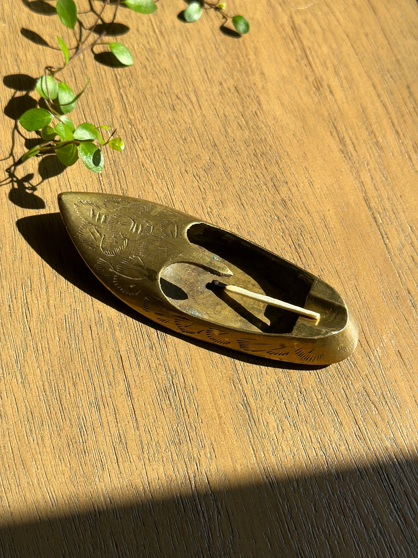 Vintage brass shoe ashtray